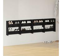 vidaXL Zapateros de pared 4 uds contrachapada negro brillo 60x18x60 cm