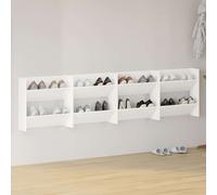 vidaXL Armario zapatero de pared 4 uds colgante organizador madera contrachapada blanco 60x18x60 cm