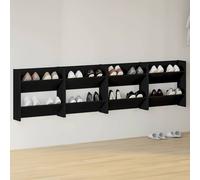 vidaXL Zapateros de pared 4 uds madera contrachapada negro 60x18x60 cm