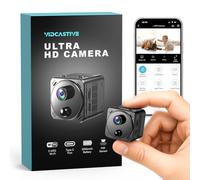 VIDCASTIVE Mini cámara oculta 4K de doble banda 2.4/5GHz WiFi cámara de seguridad interior con detección humana AI, visión nocturna, almacenamiento en la nube/SD, hasta 150 días de duración de la