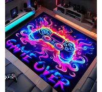 Videojuegos Neón Grafiti de llamas Alfombra Habitación Juventud Niños Infantil Adolescentes, Franela Antideslizante Gaming Alfombra para Sala de Juegos, Sala de Estar, Dormitorio, 120x180 cm