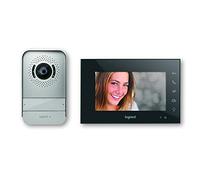 Videoportero conectado Easy kit de Legrand 369430, solución inteligente Wifi con interfono exterior de visión nocturna y gran angular, monitor de vídeo interior con pantalla 7" a color, acabado negro