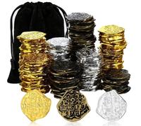 VIDSTW 100 Piezas Piratas Monedas Juguete plástico Set 3.5×3.7cm | Monedas de Oro Piratas Juguetes Monedas de Juguete Doradas de Pirata Incluye 1 bolsillo para Juegos de Búsqueda del Tesoro