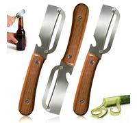 Viechoes Pelador Multifuncional Acero Inoxidable Mango Madera | Pelador Patatas y Verduras con Sacacorchos Integrado, Juego de 2 Piezas (3)
