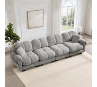 VIEKOS Diseño acolchado con elegantes reposabrazos, cojín de asiento grueso, suave y de apoyo, respaldo ergonómico, fácil de montar, color gris claro