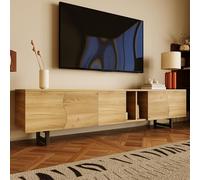 VIEKOS Mueble de TV de 5 puertas, soporte de TV, soporte de TV inferior, diseño único, 191 x 38 x 46,5 cm (largo x ancho x alto)