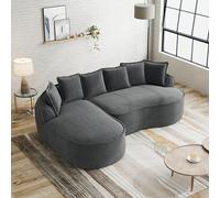 VIEKOS Sofá en forma de L sin marco, tela de chenilla, asiento extra profundo, reposabrazos anchos, con chaise longue y cojines, no requiere montaje, color gris