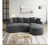 VIEKOS Sofá modular sin marco en forma de L Chenille Cloud con asiento profundo, cómodo chaise longue moderno, extra grande, incluye cojín, sala de estar, gris