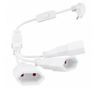 VIEVRE Cable alargador europeo plano con interruptor, enchufe europeo 3 en 1, 90 grados, corto, adaptador de enchufe de 1,5 m, cable de alimentación triple tipo C, 0,75 mm² máx. para TV, PC, ordenador