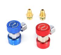 VIFERR Acoplador Rápido del R134A, 2 Piezas AC R134A Adaptador de Aire Acondicionado Conector de Acoplamiento Rápido Aire del Coche Juego de Herramientas (Rojo + Azul)