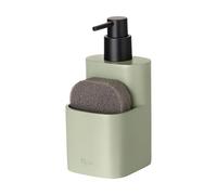 Vigar - Dispensador Jabon Cocina y Esponja - 8,3 x 9,3 x 17,7 cm - Pocket - Dosificador de Jabón con Bolsillo para Estropajo - para Fregar Platos - Verde y Negro