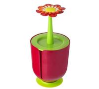 Vigar Flower Power Portarrollo de baño, Material: Plástico, Rojo, Dimensiones: 14 x 14 x 28.5 cm