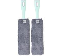 Vigar - Plumero Corto de Microfibra - con Cabezal Flexible - 9 x 3 x 40 cm - Colección Rengo - Desmontable - Perfil Extra Plano - Color Gris y Turquesa (Paquete de 2)