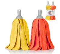 Vigar Recambio Fregona Microfibra Tiras Absorbentes - Pack de 2 - Universal para Palo Fregona, Suelos Delicados, Mármol y Laminado, Mocho para Limpia Suelos y Fregasuelos - Amarillo y Naranja