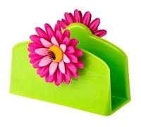 Vigar - Servilletero - Brinda Organización e Higiene - 14 x 6 x 10 cm - Flower Power - Polipropileno y Goma servilletas 33 x 33 - Verde