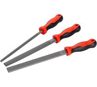 VIGOR Juego de limas para madera V1886/3, 3 piezas, planas, semirredondas, redondas, corte 2, mangos ergonómicos, para trabajos precisos en madera en talleres, artesanía, industria