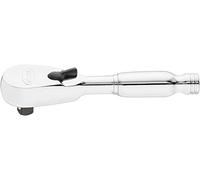 Vigor Llave de carraca reversible (6,3 mm (1/4") cuadrada, extracorta: solo 95 mm, robusta y fácil de limpiar, acero macizo, dentado fino: 72 dientes), V4944-XS, color plateado