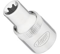 ViGOR V2730N Llave de vaso Torx, ancho de llave E10, cuadradillo de 1/2 pulgada (12,5 mm), perfil E, longitud 38 mm, herramienta para trabajos de precisión