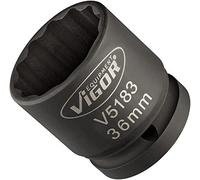 Vigor v5183 Fuerza de llave de vaso, Exterior de doble hexagonal de perfil 36 mm, accionamiento cuadrado extra muy fino, 20 mm, 3/4 pulgadas