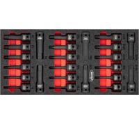 Vigor V5603, juego de enchufes, 1/2", métrico, 24 piezas, 5,6,8,10,12,14,17,19 mm, T30, T40, T45, T50, T55, T60, T70, T80