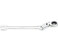 Vigor V6752-12 - Llave combinada con carraca (doble articulación, mecanismo de carraca dentado fino en el lado del anillo), color plateado