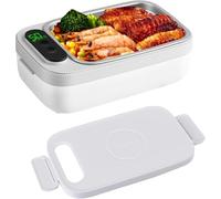 VIHBRAI Caja de mantenimiento de alimentos con batería, recipiente de acero inoxidable de 1000 ml, fiambrera recargable con batería de 14000 mAh, temporizador de calefacción de 7 niveles y