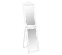 VIHHQGC Espejo de pie blanco 50 x 200 cm estilo barroco con marco de madera | Diseño plegable, patrón barroco, marco de madera, espejo de cristal, pasillo, dormitorio, vestidor, armario