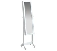 VIHHQGC Espejo de pie, color blanco, 34 x 37 x 146 cm | Material de madera, espejo de cristal, espejo claro, espacio de almacenamiento detrás del espejo, pasillo, dormitorio