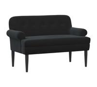 VIHHQGC Loveseat con cierre de botones, color negro, 120 x 66 x 78 cm | 100% poliéster, marco de madera de ingeniería, acolchado de espuma, dormitorio y sala de estar