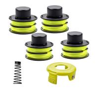 Viilich 4pcs Bobinas de Hilo para Ryobi RAC119 RAC118, Compatible con Ryobi RLT3025F/S, RLT3525S,Bobina de Repuesto para Cortabordes de Hierba RAC119 (4 Bobinas + 1 Tapa + 1 Resorte)