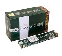 Vijayshree Golden Nag Patchouli - 12 Paquetes de 15 g = 180 g - Aromaterapia - Meditación - Espiritualidad - 100% Natural EcoFriendly