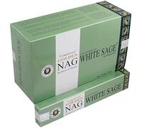 Vijayshree Golden Nag White Sage - 12 Paquetes de 15 g = 180 g - Aromaterapia - Meditación - Espiritualidad - 100% Natural EcoFriendly