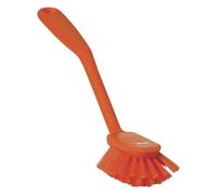 Vikan Cepillo para lavar platos con borde rascador y fibras medianas - Naranja