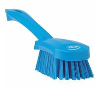 Vikan Cepillo de mano para lavar platos con mango corto, fibras duras, azul – UE 10 unid.