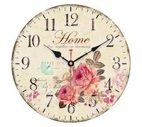 VIKMARI Estilo Decorativo Relojes de Pared Flores Vintage Floral de Madera Redondo Reloj de Pared 14 Inch Inicio Flores
