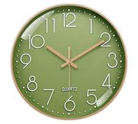 VIKMARI Reloj de Pared 30 CM Silencioso Moderno Números 3D Verde Oliva