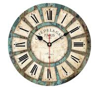 VIKMARI Reloj de Pared 34cm Silencioso, Madera Rústica para Salón Comedor