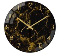 VIKMARI Reloj de Pared Cocina Moderno Negro Dorado Mármol Silencioso 30cm
