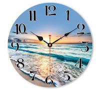 VIKMARI Reloj de Pared Grande 34cm, Madera Océano Silencioso en Oficina