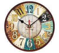 VIKMARI Reloj de Pared Vintage, Reloj de Casa de Campo Inusual de 20cm, Relojes Silenciosos con Decoración de Francia París para Cocina, Sala de Estar, Baño, Dormitorio y Oficina