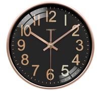 VIKMARI Reloj Pared 20 cm Negro y Dorado Silencioso Cocina Salón