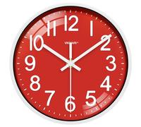 VIKMARI Reloj Pared 20 cm Rojo Silencioso Cuarzo Cocina Oficina
