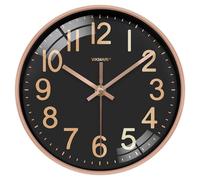 VIKMARI Reloj Pared 25 cm Negro y Dorado Moderno Silencioso Salón