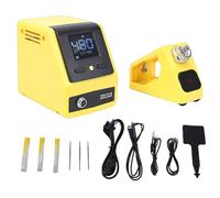 Vikye Kit de Estación de Soldadura T210 Plus de 120 W, Calentamiento Rápido 3S, Kit de Estación de Soldadura con Pantalla LCD con Pistola de Calor, Suspensión Automática y Soporte de (Enchufe de la
