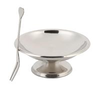 Vikye Vasos para Helado, Cuencos de Acero Inoxidable para Servir Postres, Vasos Ovalados con Pie y Tenedor para Yogur Helado, Pudín, Fruta y Sorbete, Modernos para Postres. (Pequeño corto 10 cm)