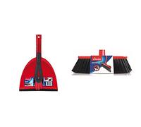 Vileda 141742 - Juego de Escoba y Recogedor de mano + Recambio Cepillo Universal, Rojo y Negro