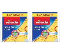 Vileda 142010 - Bayetas Suaves, 30% microfibras, 4 Unidades + 2 Unidades Gratis (Paquete de 2)