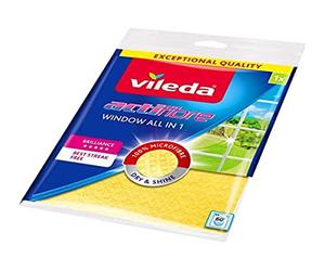 Vileda Actifibre Bayeta para Cristales, Gamuza, Amarillo, 36 cm x 32 cm | 100% microfibra | Capa de PVA para absorción en seco y húmedo | Ideal para cristales y espejos | Hasta 60°C