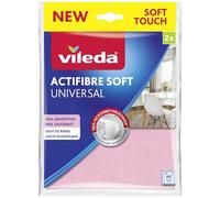 Vileda Actifibre Soft Universal | 100% Microfibra | Limpieza sin Rayas | Altamente Absorbente | Tacto Suave | Rosa Claro y Gris | Rosa Claro | Paquete de 2 Unidades/Paquete de 1 Unidad