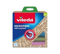 Vileda - Bayetas de microfibras recicladas 3 uds 100% microfibras hechas de botellas PET, multicolor